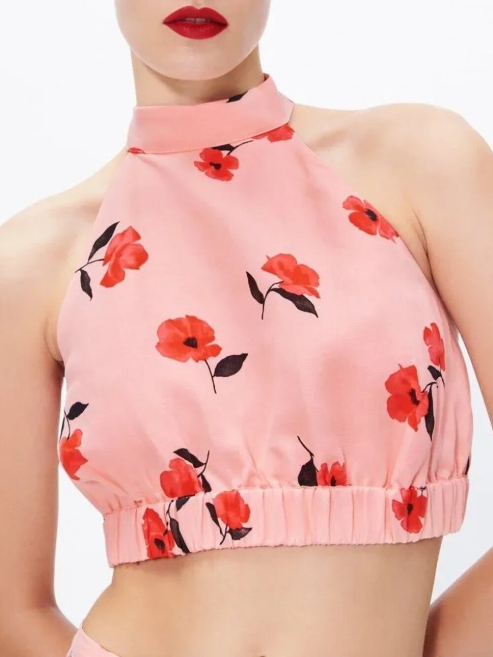 Zara Women's Pink and Orange Crop-top